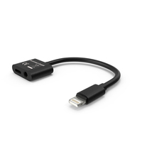 Lightning 2 in 1 Audio Adapter Black PNG & PSD Images