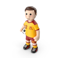 Cartoon Football Player Stands with Ball PNG & PSD Images
