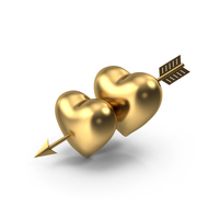 Two Golden Hearts with Arrow PNG & PSD Images