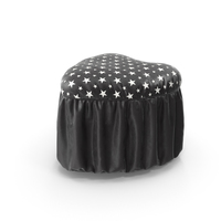 Pouf Heart Black Leather White Stars PNG & PSD Images