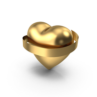 Heart with Banner Gold PNG & PSD Images