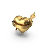 Gold Heart with Arrow and Banner PNG & PSD Images