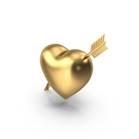 Heart with Arrow Gold PNG & PSD Images