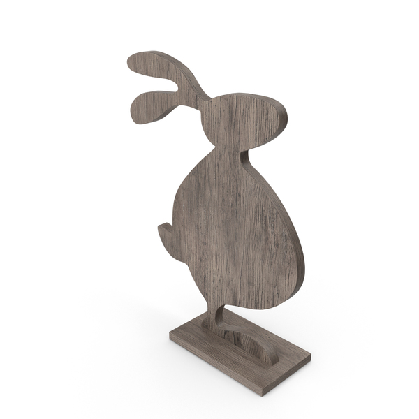 木材复活节兔子装饰PNG和PSD图像