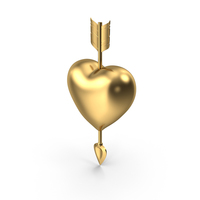 Golden Heart with Arrow PNG & PSD Images