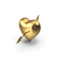 Golden Heart with Arrow PNG & PSD Images