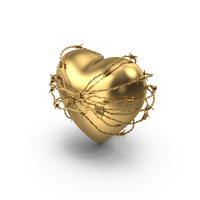 Golden Heart In Barbed Wire PNG & PSD Images