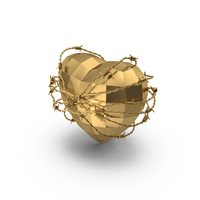 Low Poly Golden Heart In Barbed Wire PNG & PSD Images