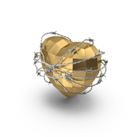 Low Poly Golden Heart In Barbed Wire PNG & PSD Images