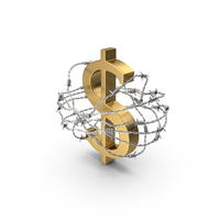 Golden Dollar In Barbed Wire PNG & PSD Images