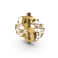 黄金钢丝PNG和PSD图像中的金美元