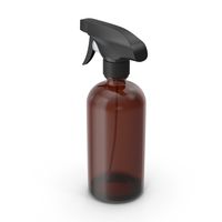 Amber Glass Cleaner Bottle with Black Spray Nozzle PNG & PSD Images