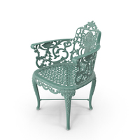 Antique Victorian Cast Iron Rose Green Garden Chair PNG & PSD Images