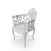 White Antique Victorian Cast Iron Rose Garden Chair PNG & PSD Images