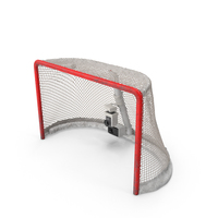Ice Hockey Goal With Puck Ripping Net PNG & PSD Images
