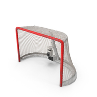 Ice Hockey Goal With Puck Ripping Net PNG & PSD Images