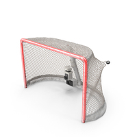 Ice Hockey Goal With Puck Ripping Net Bottom PNG & PSD Images
