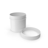 Plastic Jar Wide Mouth Straight Sided 2oz Open Cap Laying White PNG & PSD Images