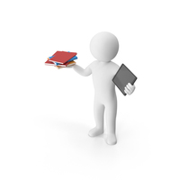 Stickman Holding Books And Tablet PNG & PSD Images
