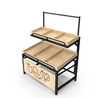 Wooden Fruit and Veggies Display Rack Without Tag PNG & PSD Images