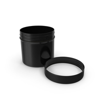 Plastic Jar Wide Mouth Straight Sided 2oz Open Cap Laying Black PNG & PSD Images