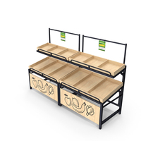 Wooden Fruit and Veggies Display Rack With Tag PNG & PSD Images