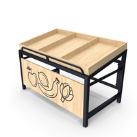 Wooden Fruit and Veggies Display Rack PNG & PSD Images