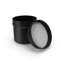 Black Plastic Jar Wide Mouth Straight Sided 4oz Open PNG & PSD Images