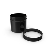 Black Plastic Jar Wide Mouth Straight Sided 4oz Cap Laying PNG & PSD Images