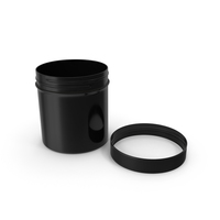 Black Plastic Jar Wide Mouth Straight Sided 6oz Cap Laying PNG & PSD Images