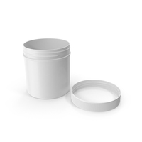 White Plastic Jar Wide Mouth Straight Sided 6oz Cap Laying PNG & PSD Images