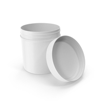 White Plastic Jar Wide Mouth Straight Sided 6oz Open PNG & PSD Images
