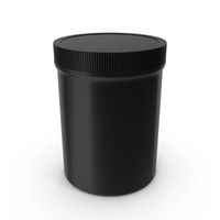 Plastic Jar Wide Mouth Straight Sided 8oz Closed Black PNG & PSD Images