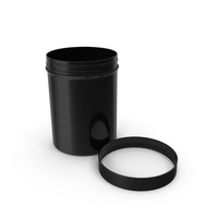 Black Plastic Jar Wide Mouth Straight Sided 8oz Cap Laying PNG & PSD Images