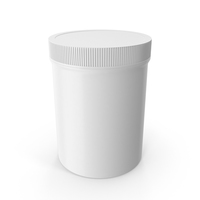 White Plastic Jar Wide Mouth Straight Sided 8oz Closed PNG & PSD Images