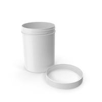 White Plastic Jar Wide Mouth Straight Sided 8oz Cap Laying PNG & PSD Images