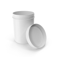White Plastic Jar Wide Mouth Straight Sided 8oz Open PNG & PSD Images