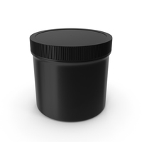 Black Plastic Jar Wide Mouth Straight Sided 12oz Closed PNG & PSD Images