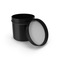 Black Plastic Jar Wide Mouth Straight Sided 12oz Open PNG & PSD Images