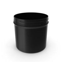 Black Plastic Jar Wide Mouth Straight Sided 12oz Without Cap PNG & PSD Images