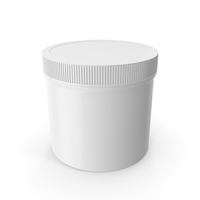 White Plastic Jar Wide Mouth Straight Sided 12oz Closed PNG & PSD Images