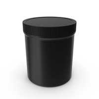 Black Plastic Jar Wide Mouth Straight Sided 16oz Closed PNG & PSD Images