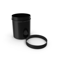 Black Plastic Jar Wide Mouth Straight Sided 16oz Cap Laying PNG & PSD Images