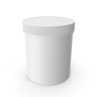 White Plastic Jar Wide Mouth Straight Sided 16oz Closed PNG & PSD Images