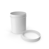 White Plastic Jar Wide Mouth Straight Sided 16oz Cap Laying PNG & PSD Images