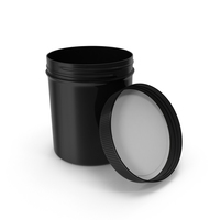 Black Plastic Jar Wide Mouth Straight Sided 16oz Open PNG & PSD Images