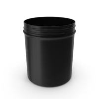 Black Plastic Jar Wide Mouth Straight Sided 16oz Without Cap PNG & PSD Images