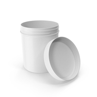 White Plastic Jar Wide Mouth Straight Sided 16oz Open PNG & PSD Images