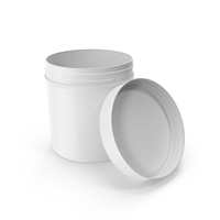 White Plastic Jar Wide Mouth Straight Sided 19oz Open PNG & PSD Images