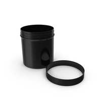 Black Plastic Jar Wide Mouth Straight Sided 20oz Cap Laying PNG & PSD Images